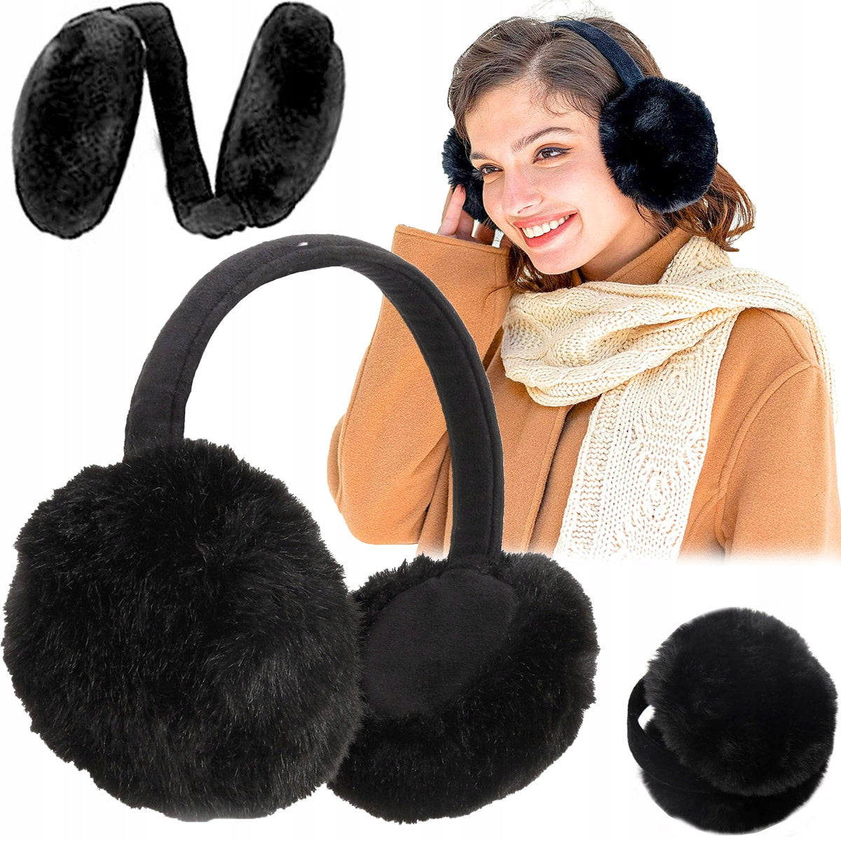 Protectie urechi pliabile din blanita, Zola®, reglabile, perfecta pentru zilele reci, pufoasa, marime universala, neagra Protectie urechi pliabile din blanita, Zola®, reglabile, perfecta pentru zilele reci, pufoasa, marime universala, neagra